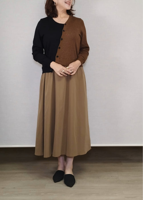 配色・アシンメトリードッキングワンピース