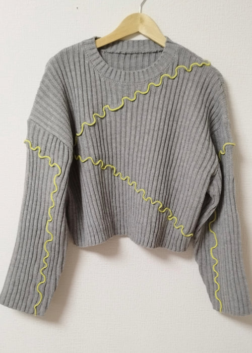 メロウ配色クルーネックニット・セットアップ