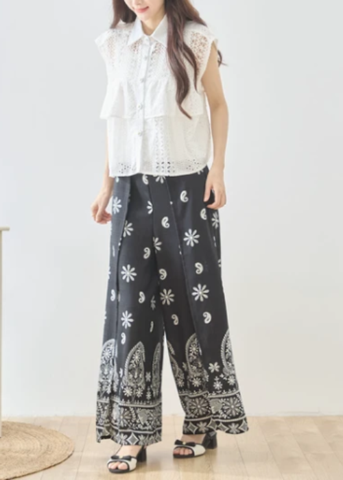 ラップ風ワイドスカーチョblack