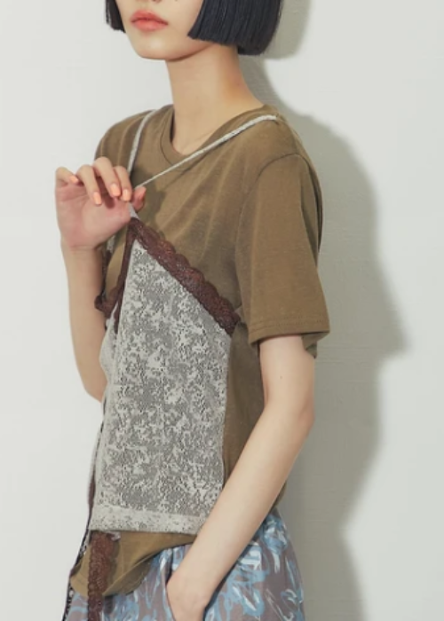 レースビスチェレイヤードシアーTシャツ