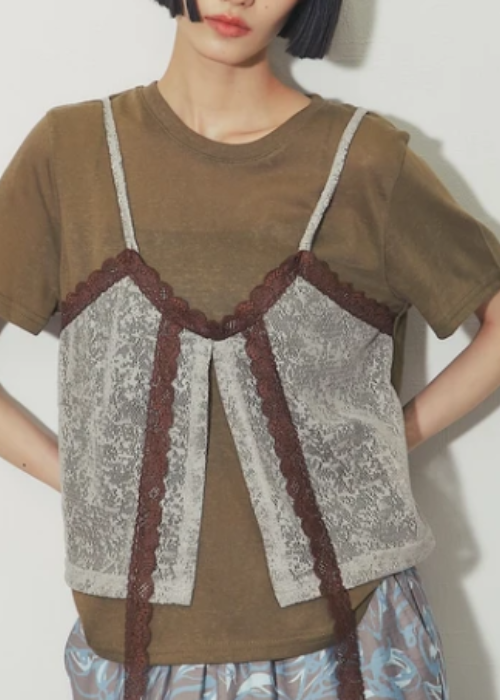 レースビスチェレイヤードシアーTシャツ