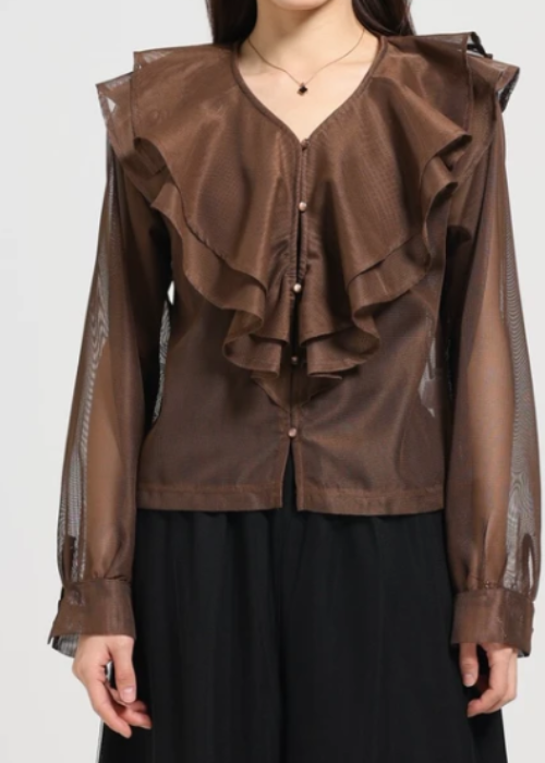 シアーラッフルブラウス