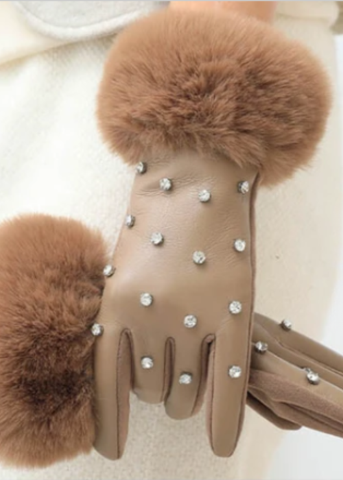 キラキラビジューファー付き手袋