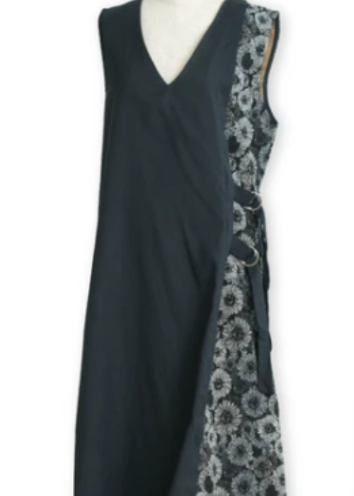 ゴブラン柄アシメ切替深Vジャンスカ