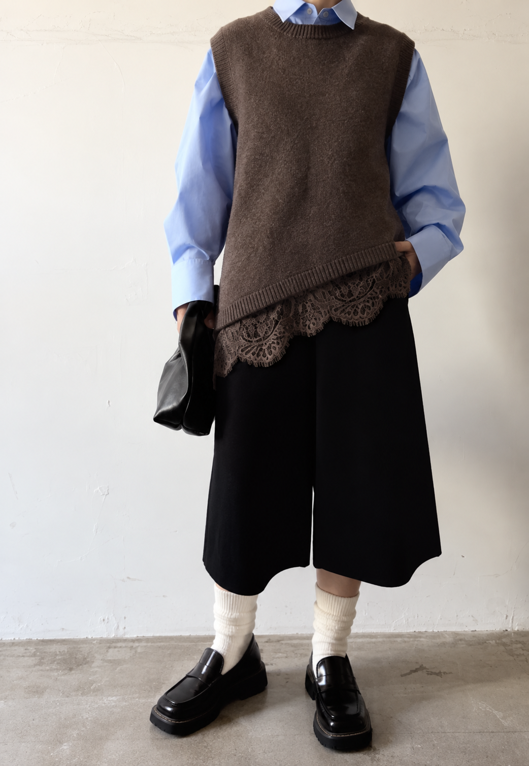 裾レースニットベスト