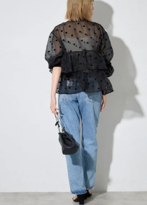 フロッキードットシアーフリルブルゾン