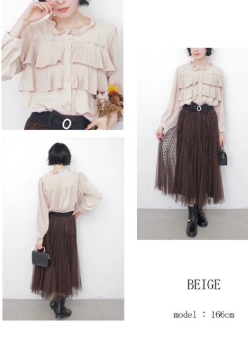 フリルプリーツブラウス