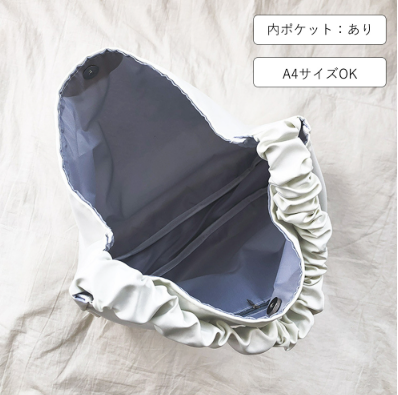 持ち手フリルトートバッグ（White）