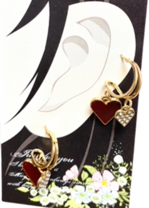 goldベース・ハート型Wピアス