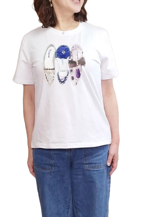 ビジュー付き・フラワーシューズTシャツ