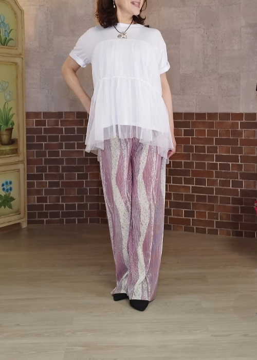 チュールシャーリング・Tシャツ