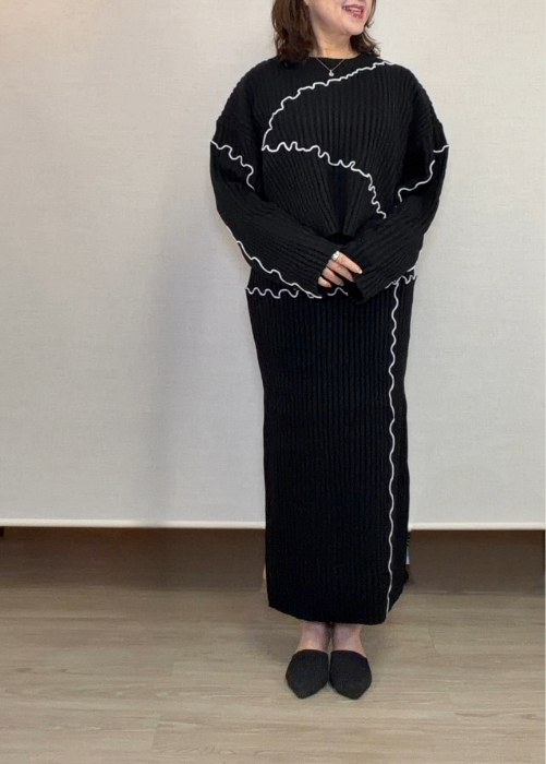 メロウ配色クルーネックニット・セットアップ