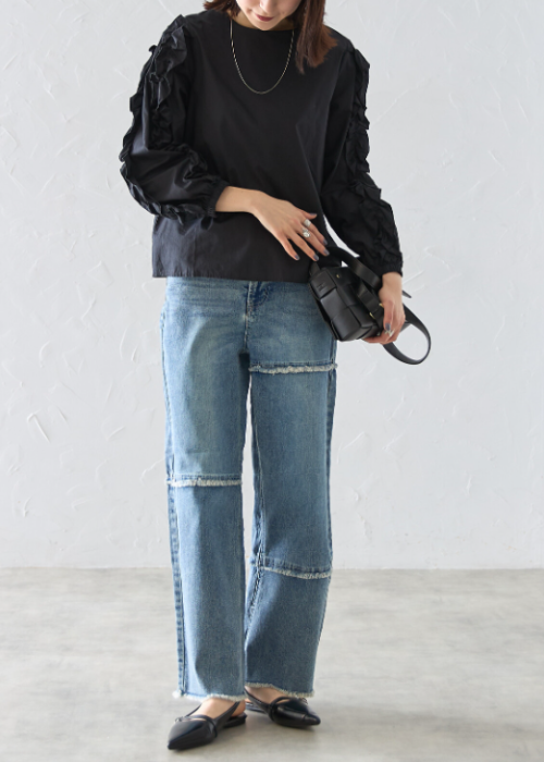 フリンジ付き・デニムパンツ