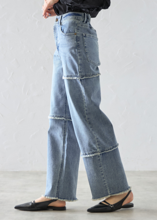 フリンジ付き・デニムパンツ