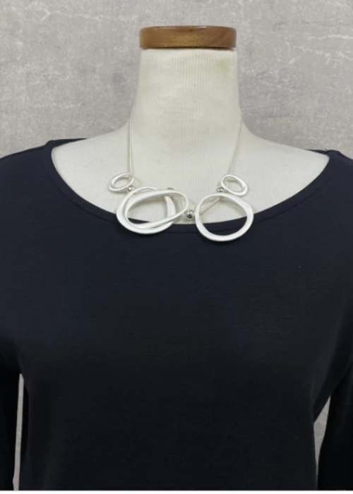 silver　マットリングネックレス