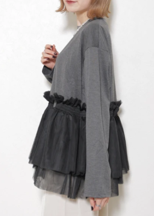 チュール付き長袖　トップス