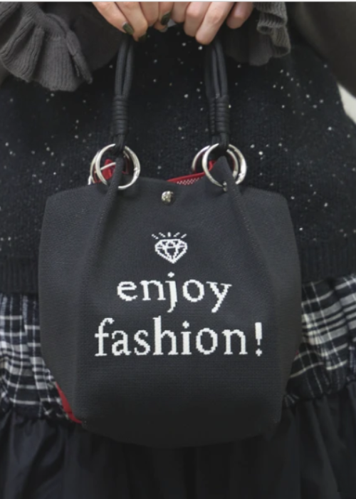 カメリア柄ニットバッグ