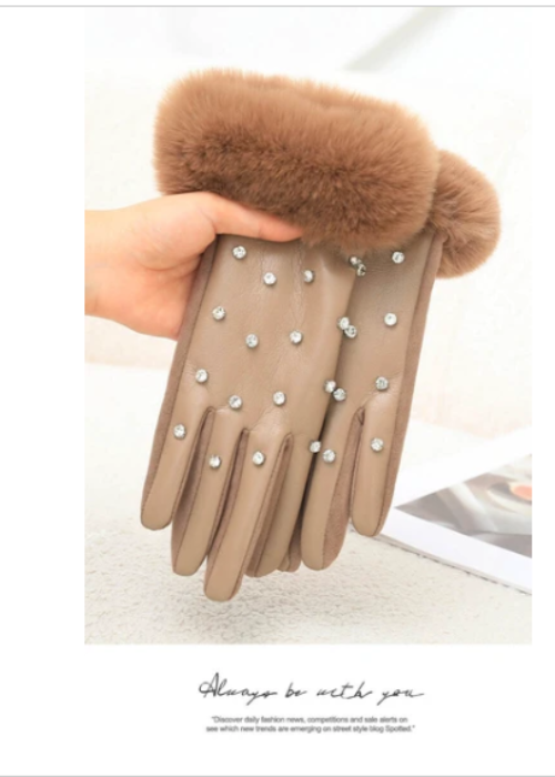 キラキラビジューファー付き手袋