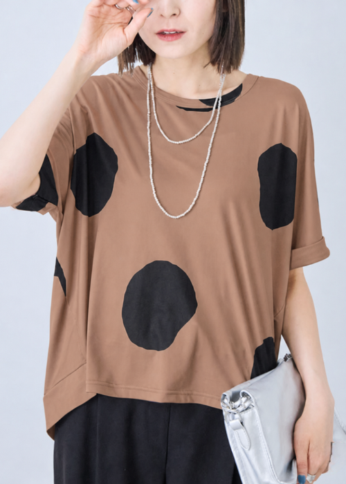 大胆ドット柄コクーンシルエットTシャツ
