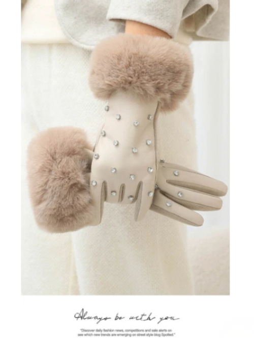 キラキラビジューファー付き手袋