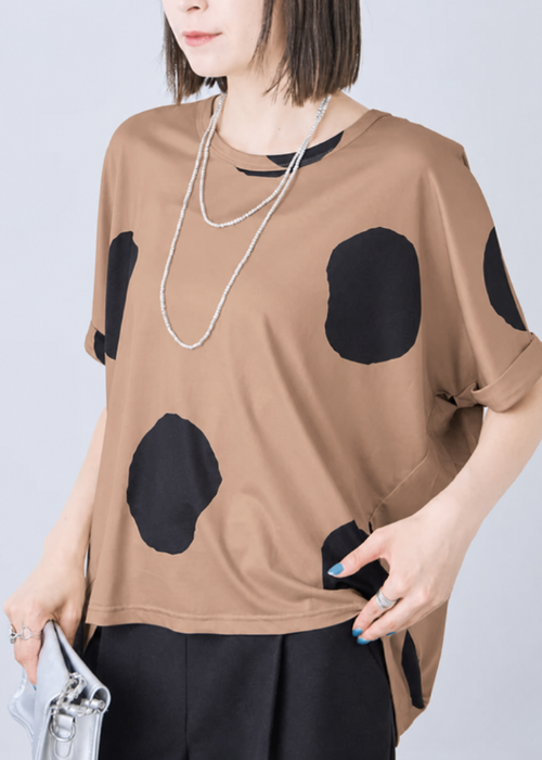 大胆ドット柄コクーンシルエットTシャツ