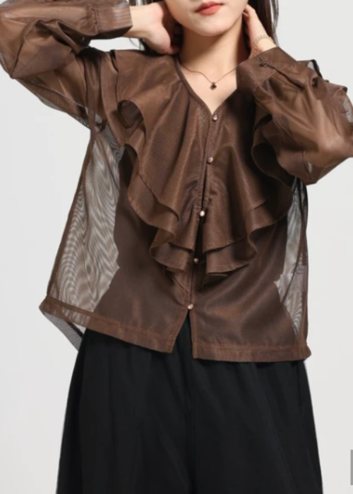 シアーラッフルブラウス