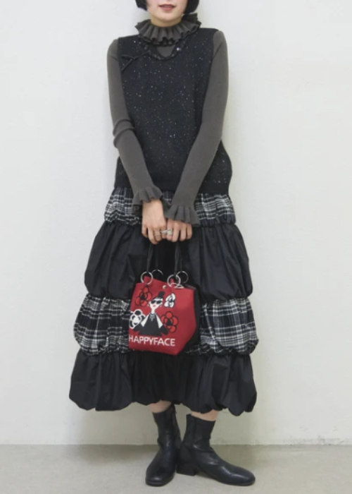 カメリア柄ニットバッグ