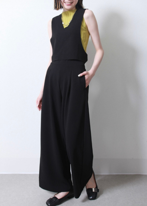 変形ベスト　カットジョーゼットセットアップ