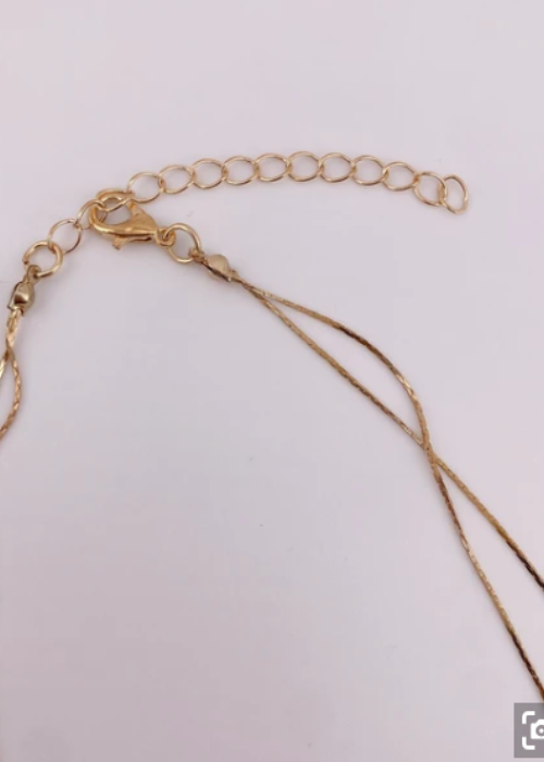 変形フェイクパールデザイン２連ネックレス