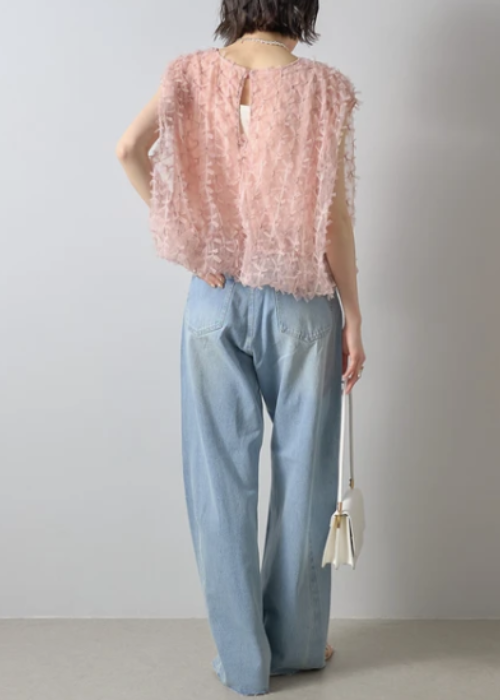 Ribbon Tulle Fringe Top