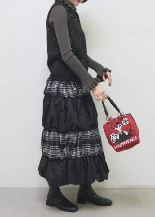 カメリア柄ニットバッグ