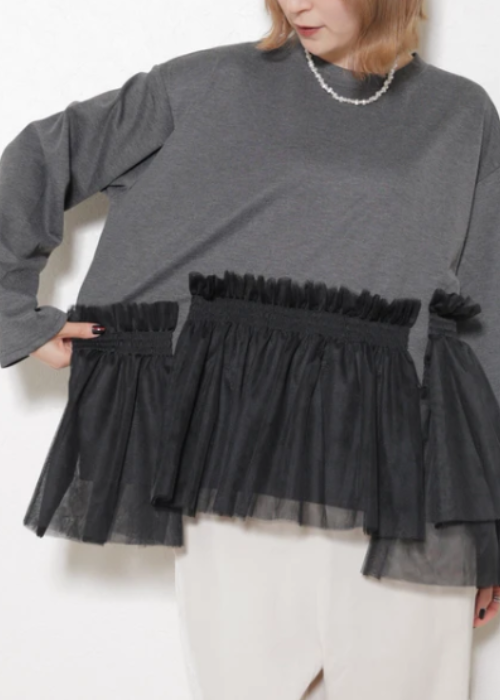 チュール付き長袖　トップス