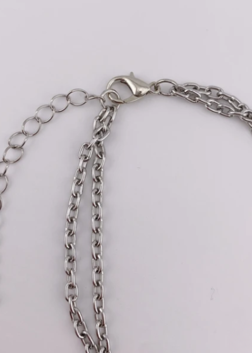 silverボリュームリングネックレス