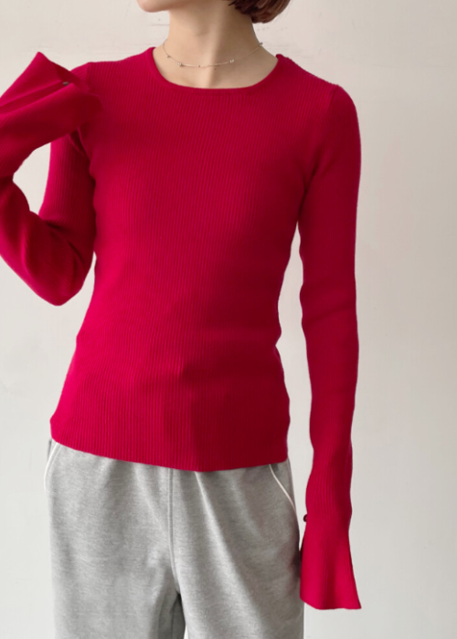 クール袖釦付きフレアスリーブプルオーバー