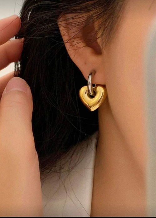 goid×silverのハート型ピアス