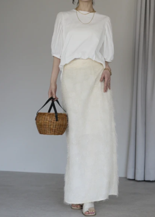 お袖ふんわりプリーツ5分袖Tシャツ