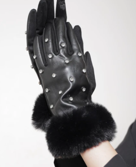 キラキラビジューファー付き手袋