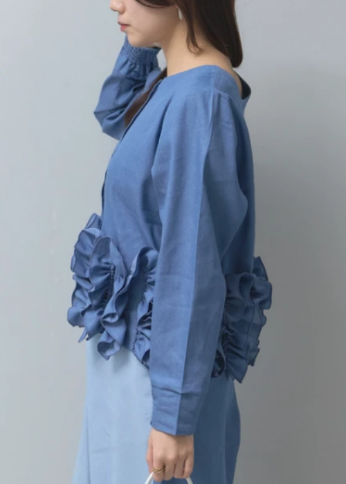 デニムフリル前後2wayブラウス
