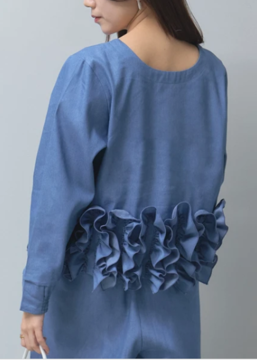 デニムフリル前後2wayブラウス