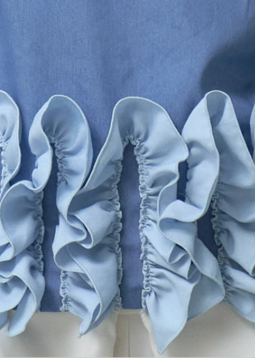 デニムフリル前後2wayブラウス