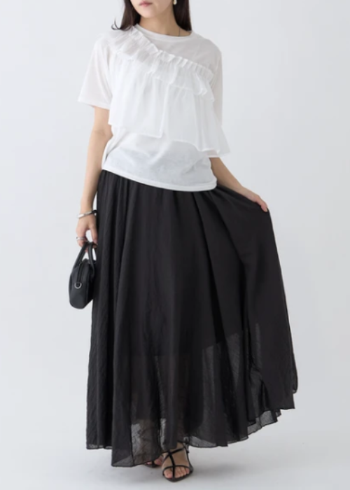 異素材フリルTシャツ