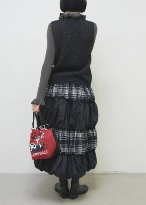 カメリア柄ニットバッグ