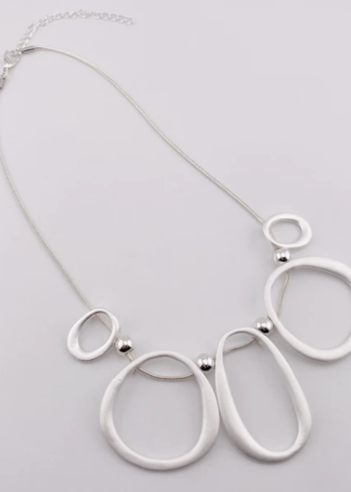 silver　マットリングネックレス