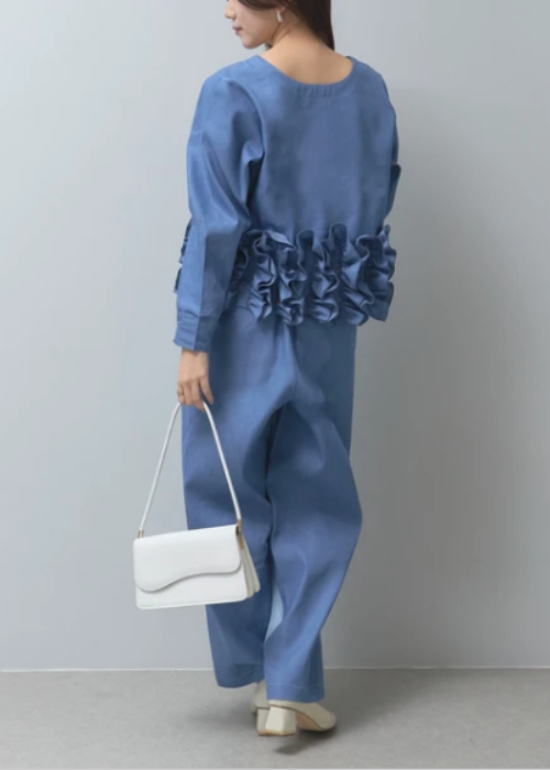 デニムフリル前後2wayブラウス