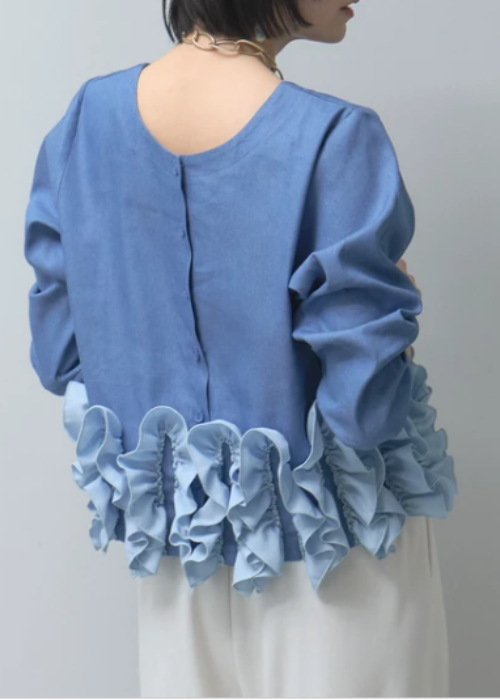 デニムフリル前後2wayブラウス