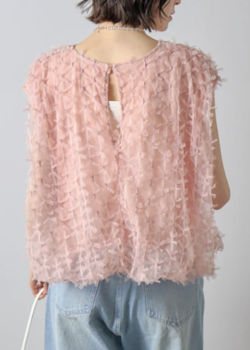 Ribbon Tulle Fringe Top