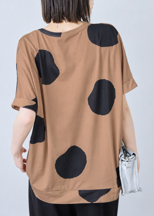 大胆ドット柄コクーンシルエットTシャツ