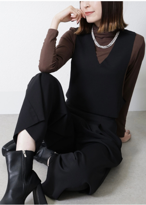 変形ベスト　カットジョーゼットセットアップ