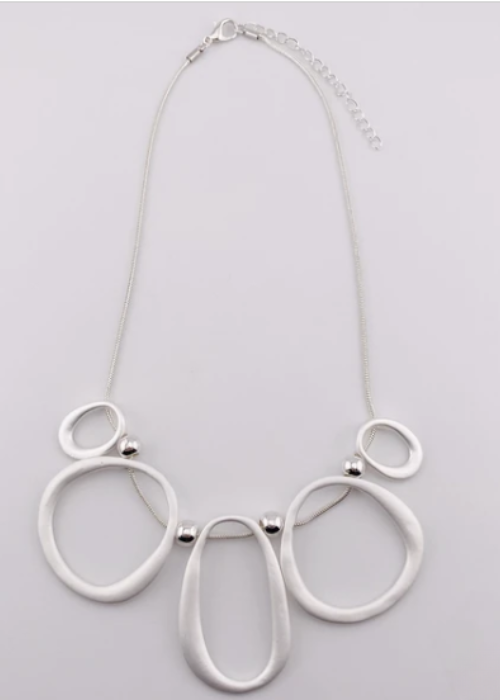 silver　マットリングネックレス