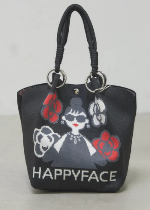 カメリア柄ニットバッグ